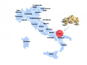 Las "orecchiette" son originarias de la región Puglia.